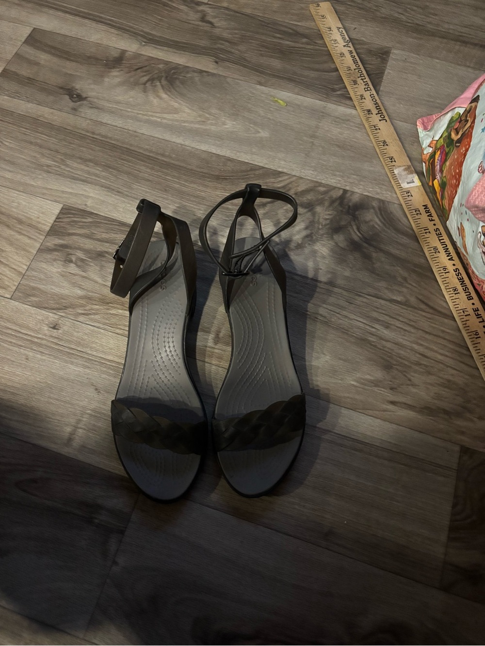 CROCS Black Braided-Strap Ankle Sandals